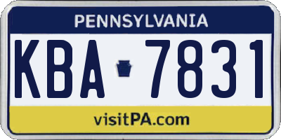 PA license plate KBA7831