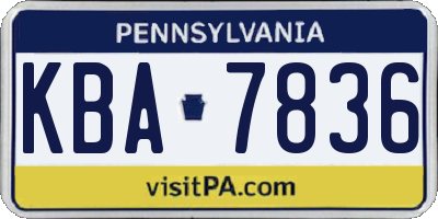 PA license plate KBA7836