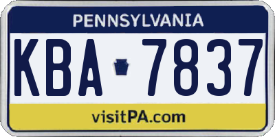 PA license plate KBA7837
