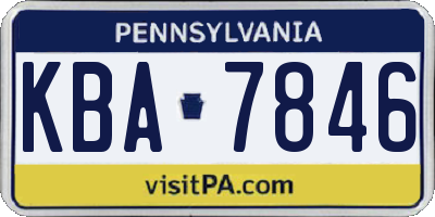 PA license plate KBA7846