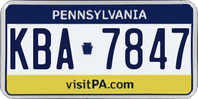 PA license plate KBA7847