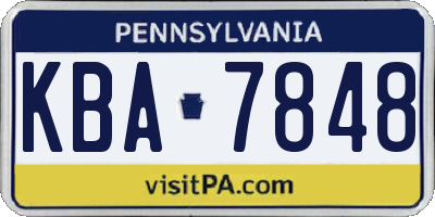 PA license plate KBA7848