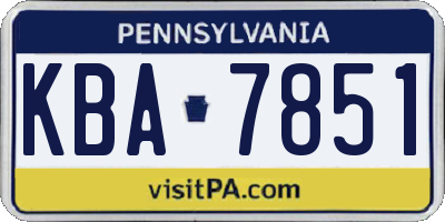 PA license plate KBA7851