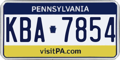 PA license plate KBA7854