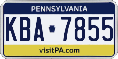 PA license plate KBA7855