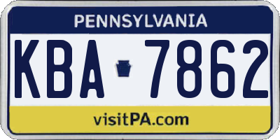 PA license plate KBA7862