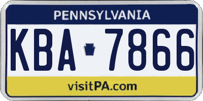 PA license plate KBA7866