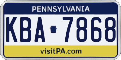 PA license plate KBA7868