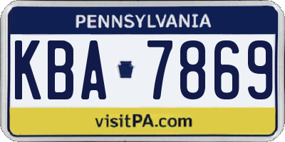 PA license plate KBA7869