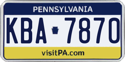 PA license plate KBA7870
