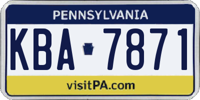 PA license plate KBA7871