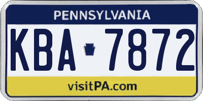 PA license plate KBA7872
