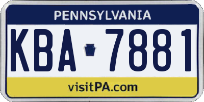 PA license plate KBA7881