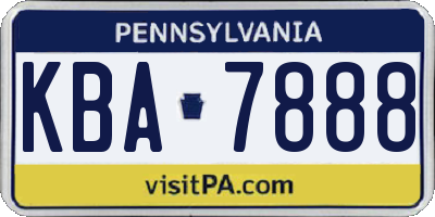PA license plate KBA7888