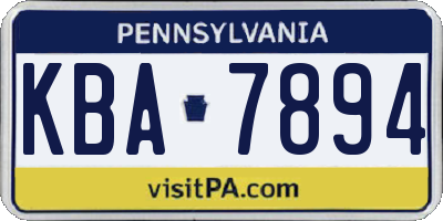 PA license plate KBA7894