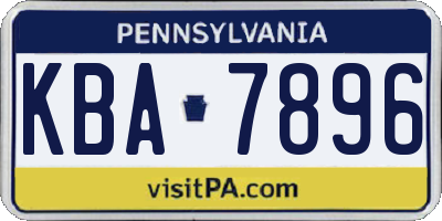 PA license plate KBA7896