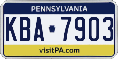 PA license plate KBA7903