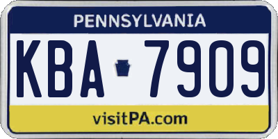 PA license plate KBA7909