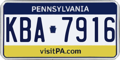PA license plate KBA7916