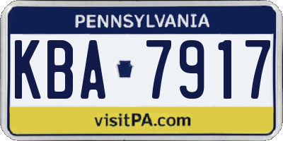 PA license plate KBA7917