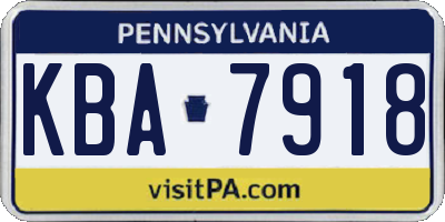 PA license plate KBA7918