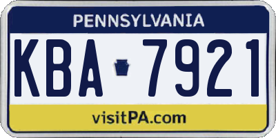 PA license plate KBA7921