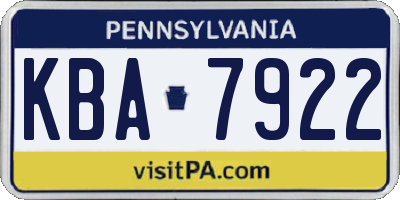 PA license plate KBA7922