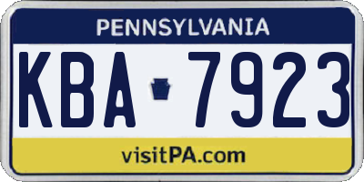 PA license plate KBA7923