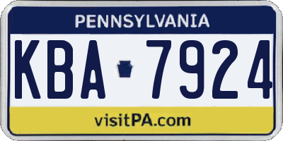 PA license plate KBA7924