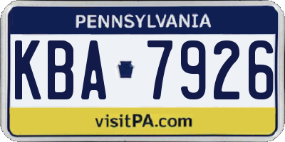 PA license plate KBA7926