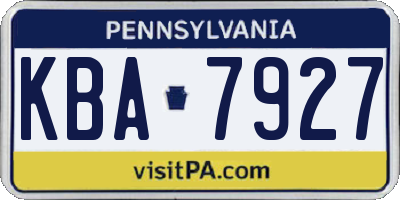 PA license plate KBA7927