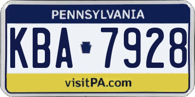 PA license plate KBA7928