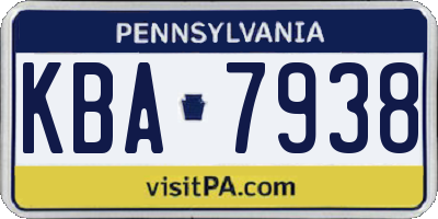 PA license plate KBA7938