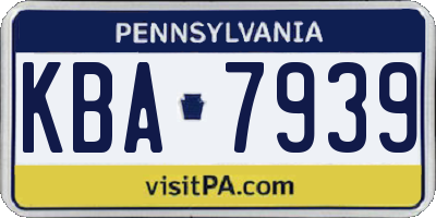 PA license plate KBA7939