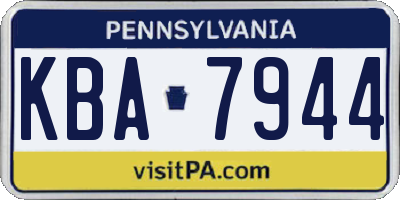 PA license plate KBA7944