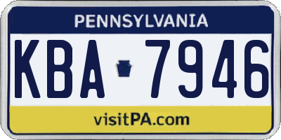 PA license plate KBA7946