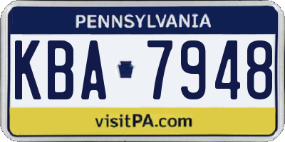 PA license plate KBA7948