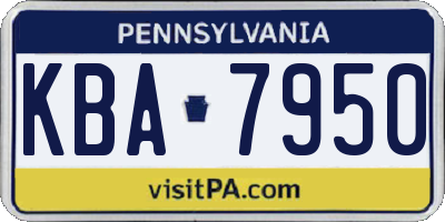 PA license plate KBA7950