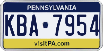 PA license plate KBA7954