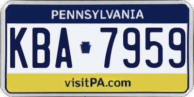 PA license plate KBA7959
