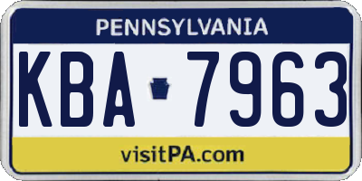 PA license plate KBA7963