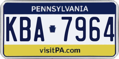 PA license plate KBA7964