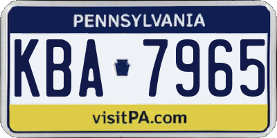 PA license plate KBA7965