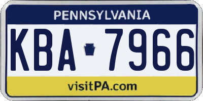 PA license plate KBA7966