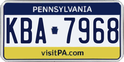 PA license plate KBA7968
