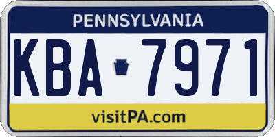 PA license plate KBA7971
