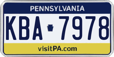 PA license plate KBA7978