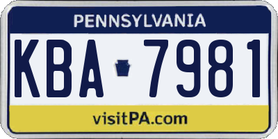 PA license plate KBA7981