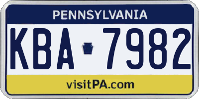 PA license plate KBA7982
