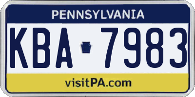PA license plate KBA7983